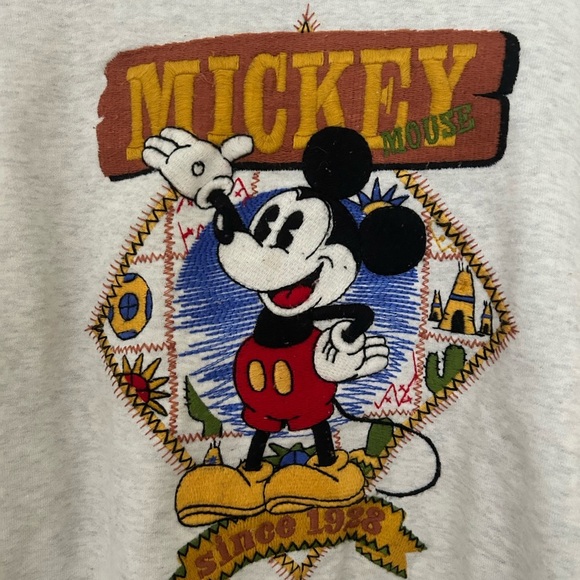 Vintage Japan Disney Crewneck Sweater Gray and Brown with Mickey Mouse Graphic - Picture 2 of 6